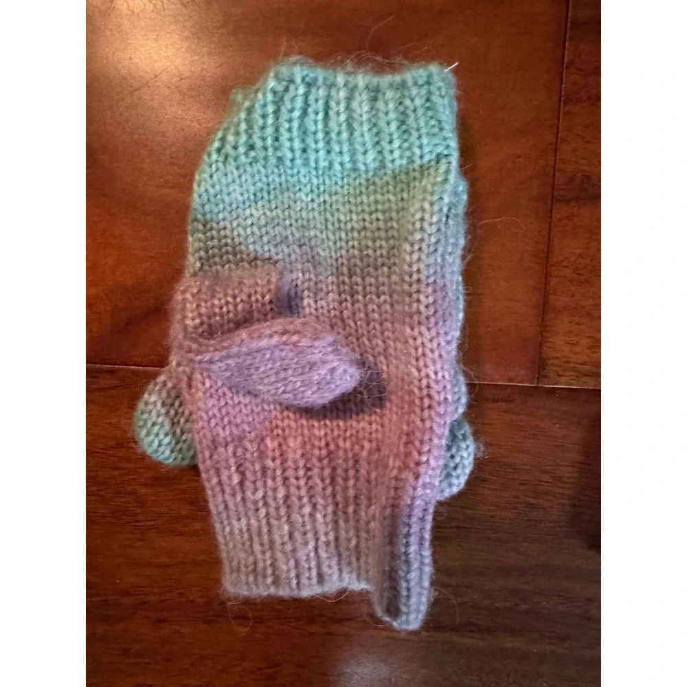 Unicorn Flip-Top Mittens Kids One Size Multicolor Excellent Ombre Knit